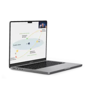 Mockup curso introductorio: una laptop reproduciendo un video del curso